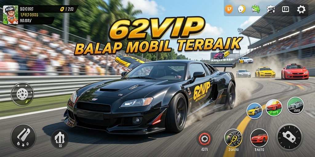Screenshot gameplay balap yang mendebarkan di 62VIP.