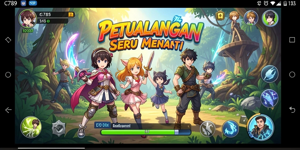 Tangkapan layar utama C789 menampilkan aksi petualangan anime yang mendebarkan.