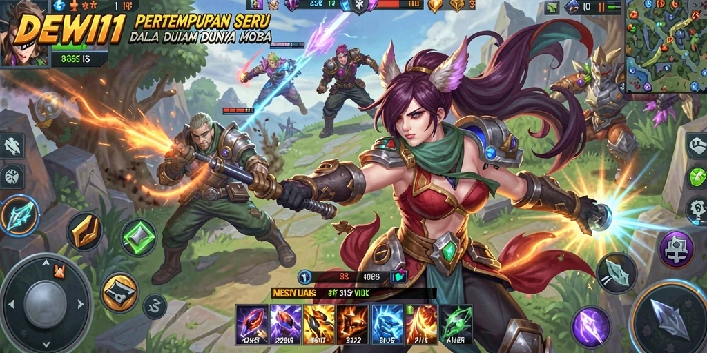 Screenshot gameplay DEWI11 yang menampilkan aksi pertempuran seru.