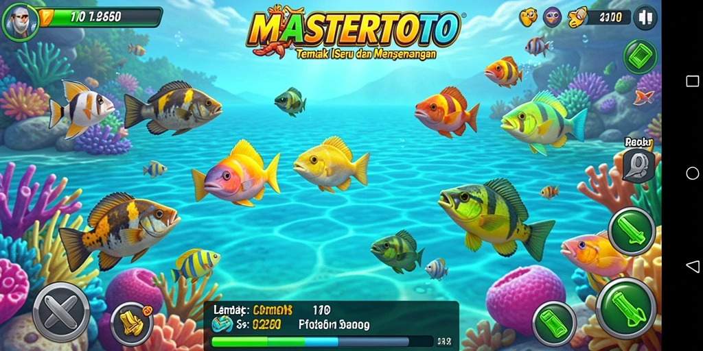 Screenshot utama MASTERTOTO menampilkan gameplay Tembak Ikan yang seru.