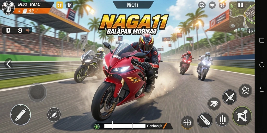 Tampilan aksi balapan motor yang mendebarkan di NAGA11.