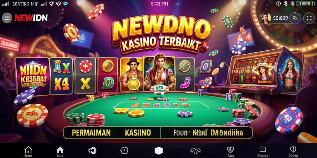 Screenshot gameplay NEWIDN menampilkan suasana kasino yang mendebarkan.