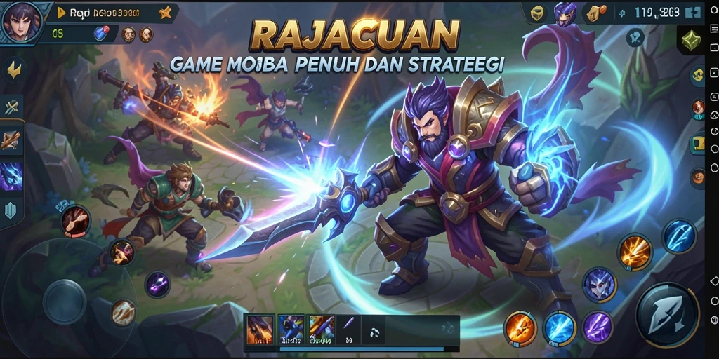 Tampilan aksi seru dalam gameplay MOBA RAJACUAN yang mendebarkan.